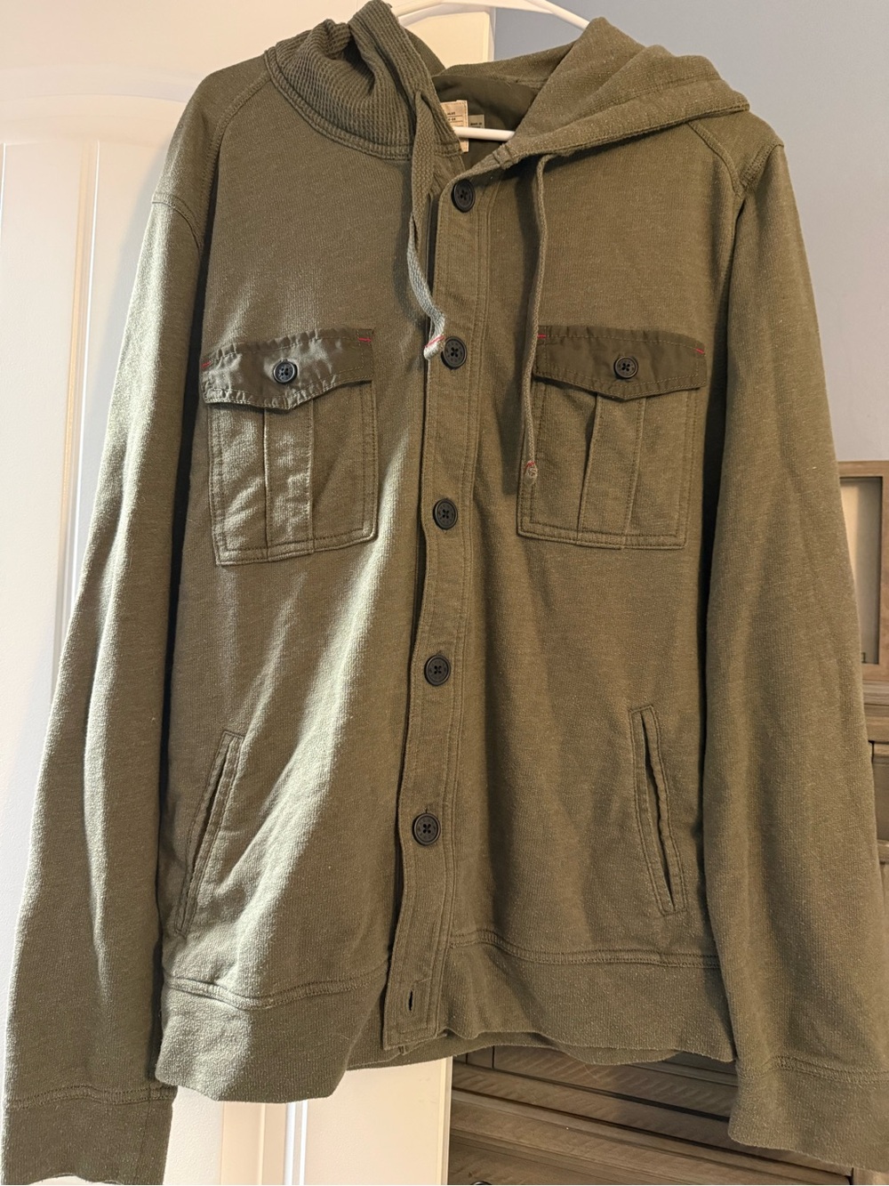 Howe Olive Hooded Button-Front Shirt Jacket